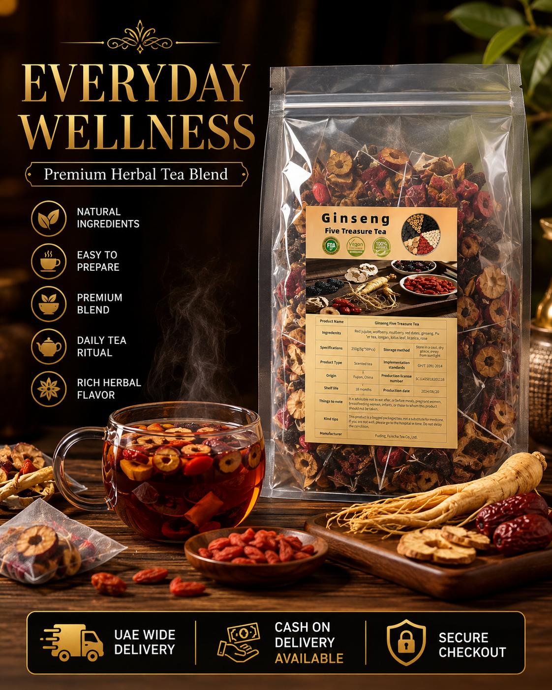 Ginseng Five Treasure Tea