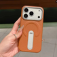 Luxury Leather MagSafe Case with Ring Kickstand for iPhone