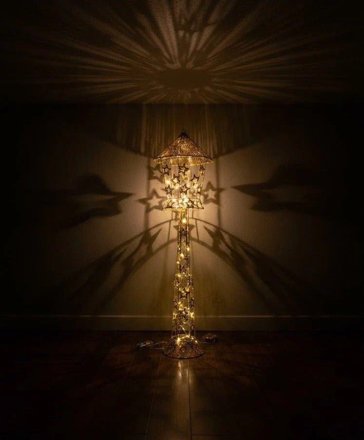 Gold Decorative LED Lantern Stand