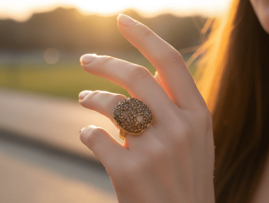 Champagne Crystal Dome Statement Ring
